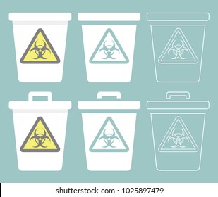 Trash bin icon with biohazard symbol