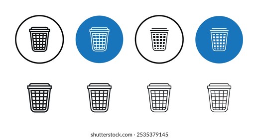 Trash Bin icon Black line art vector logo set