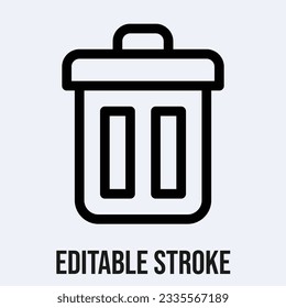 Trash Bin Icon, Black Outline icon of waste and recycle on white background.