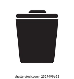 Trash Bin icon black vector on white background 