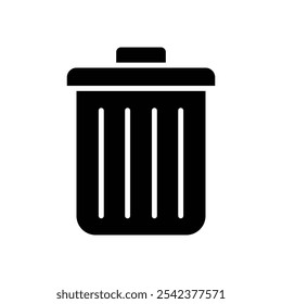 Trash Bin icon Black and white outline vector