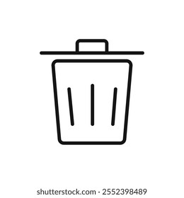 Trash Bin icon black and white vector outline sign