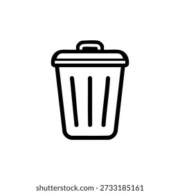 Icono de papelera en blanco y negro Vector de basura para la limpieza de servicio de eliminación de residuos y saneamiento