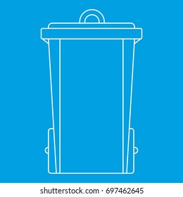 Trash bin icon blue outline style isolated vector illustration. Thin line sign