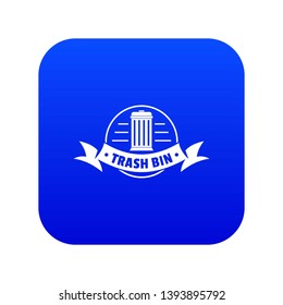 Trash bin icon blue vector isolated on white background