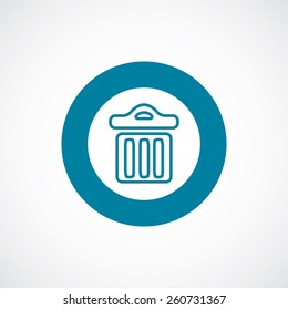 trash bin icon bold blue circle border, white background  