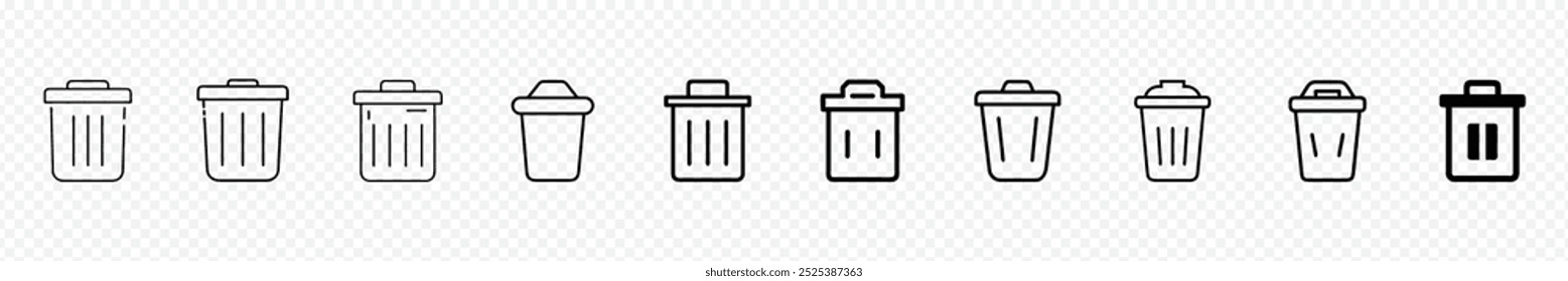 Trash bin icon. Trash can, bin icons, rubbish bin sign, trash bin open symbols set. delete button. Delete symbol flat style on white background