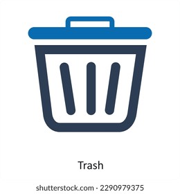 Trash and bin icon concept