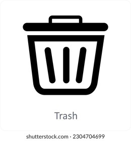 Trash and bin icon concept