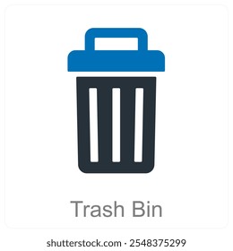 Trash Bin and bin icon concept