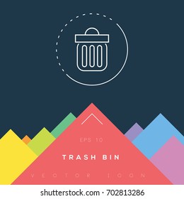 Trash bin icon design on modern flat background