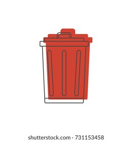 Trash bin icon. Doodle illustration of trash bin vector icon for web on white background