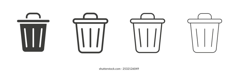 Trash Bin icon in fill and three stroke sizes