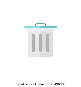 Trash bin icon in flat color style. Garbage can clean office bucket