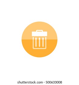 Trash bin icon in flat color circle style. Garbage can clean office bucket