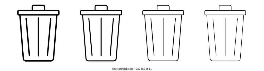 Trash Bin icon Flat illustration sign