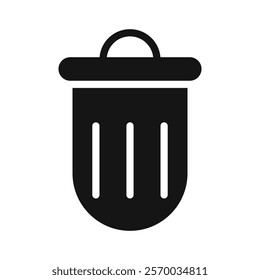 Trash Bin icon Flat simple outline set