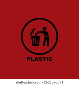 Trash Bin Icon. Flat Symbol. Recycling Bins Waste Segregation Guide. Vector Illustration