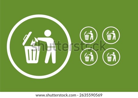 Trash Bin Icon. Flat Symbol. Recycling Bins Waste Segregation Guide. Vector Illustration