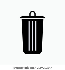 Trash Bin Icon. Garbage Can within Glyph Style - Vector.