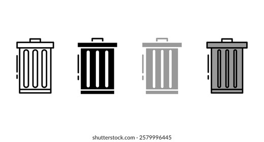 Trash bin icon. Garbage and waste symbol. Rubbish container sign. Trash can pictogram. Delete illustration.