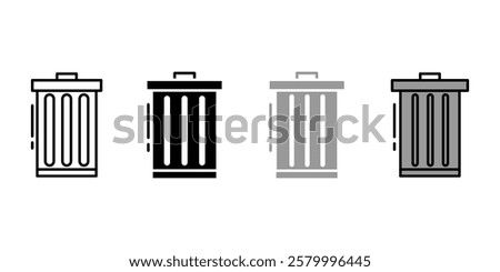 Trash bin icon. Garbage and waste symbol. Rubbish container sign. Trash can pictogram. Delete illustration.