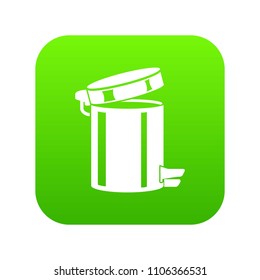 Trash bin icon green vector isolated on white background