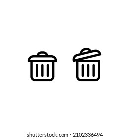 trash bin icon illustration design, trash can symbol with outlined style template vector