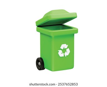  Trash bin icon illustration. Recycling icon vector 3d render