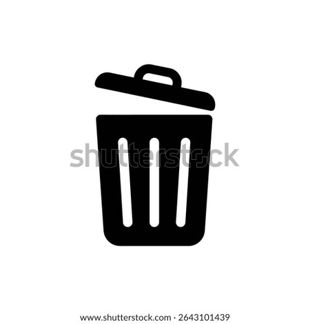 Trash bin icon with lid off for waste disposal