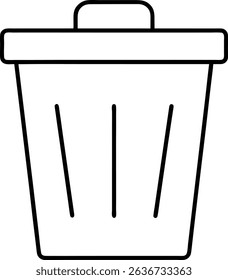 Trash Bin Icon Line Art Vector Illustration for Data Deletion and File Removal
