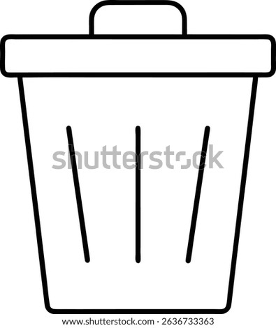 Trash Bin Icon Line Art Vector Illustration for Data Deletion and File Removal