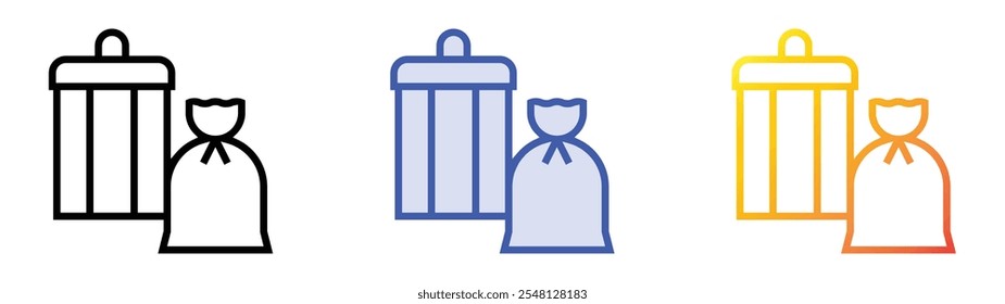 trash bin icon. Linear, Blue Fill and Gradient Style Design Isolated On White Background