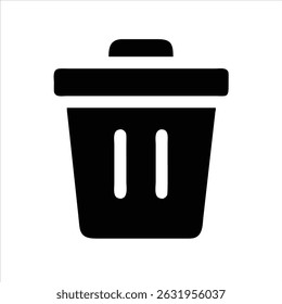 trash bin icon modern illustration art design black and white silhouette with bold outline 