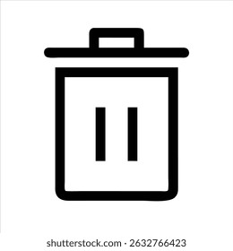 trash bin icon modern illustration art design black and white silhouette with bold outline 