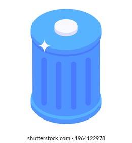 Trash bin icon in modern isometric style 