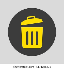 Trash bin icon on gray background. Vector illustration