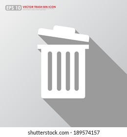 Trash bin icon on gray background
