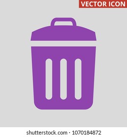 Trash bin icon on grey background. Vector illustration