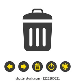 Trash bin icon on white background. Vector illustration