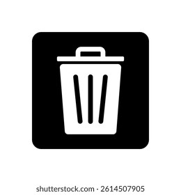 Trash Bin Icon on White Background. Vector Solid Delete Symbol in Flat Design Style. Recycle Bin, Rubbish, Garbage Sign.	