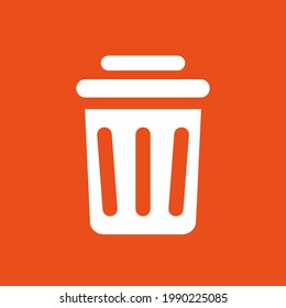 trash bin icon in orange background