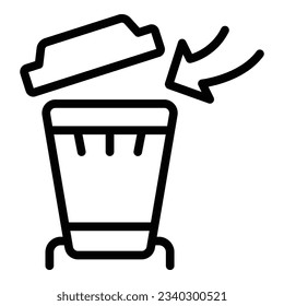 Trash bin icon outline vector. Waste bag. Garbage can