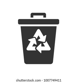 Trash bin icon with recycle sign 