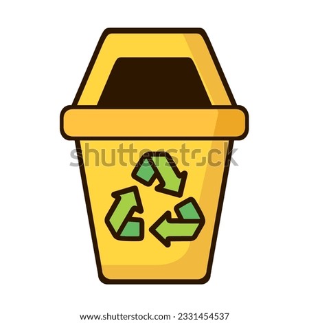 Trash bin icon with recycle sign isolated on white background.
