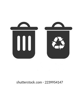Icono de papelera. El contenedor de reciclaje establece la ilustración vectorial de fondo.