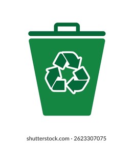 trash bin icon. recycling symbol. sustainability. reuse web icon, eco-friendly, used goods, green energy. Solid design style