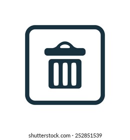 trash bin icon Rounded squares button, on white background 