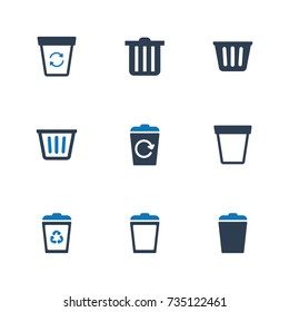  Trash bin icon set