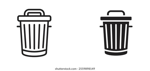 Trash bin Icon set in black color for ui designs